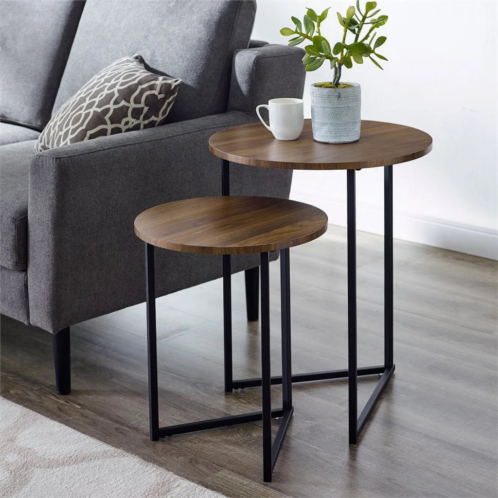 Dark Walnut Black Nesting End Tables Set of 2 K4479