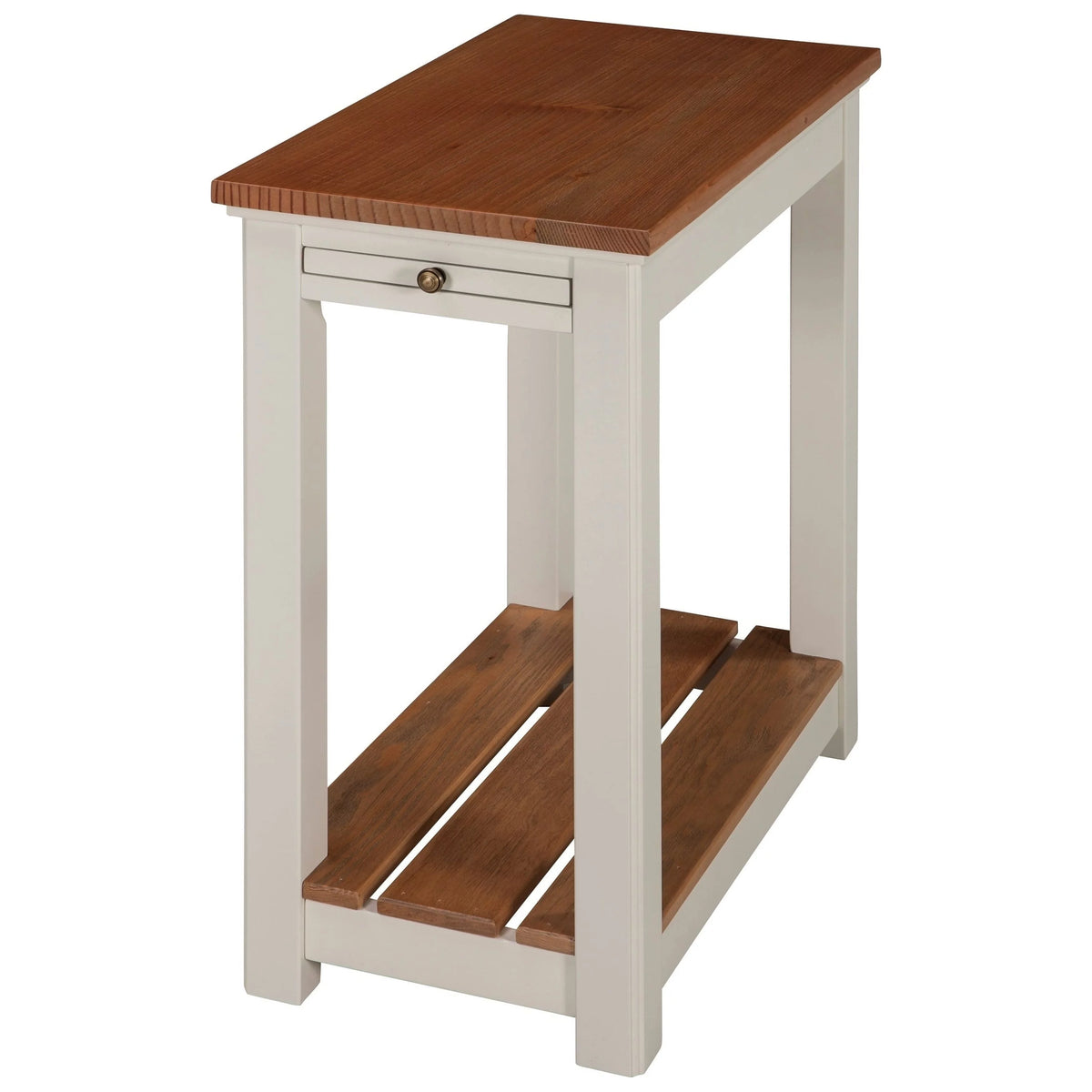 Ivory End Table with Pull-out Shelf T325