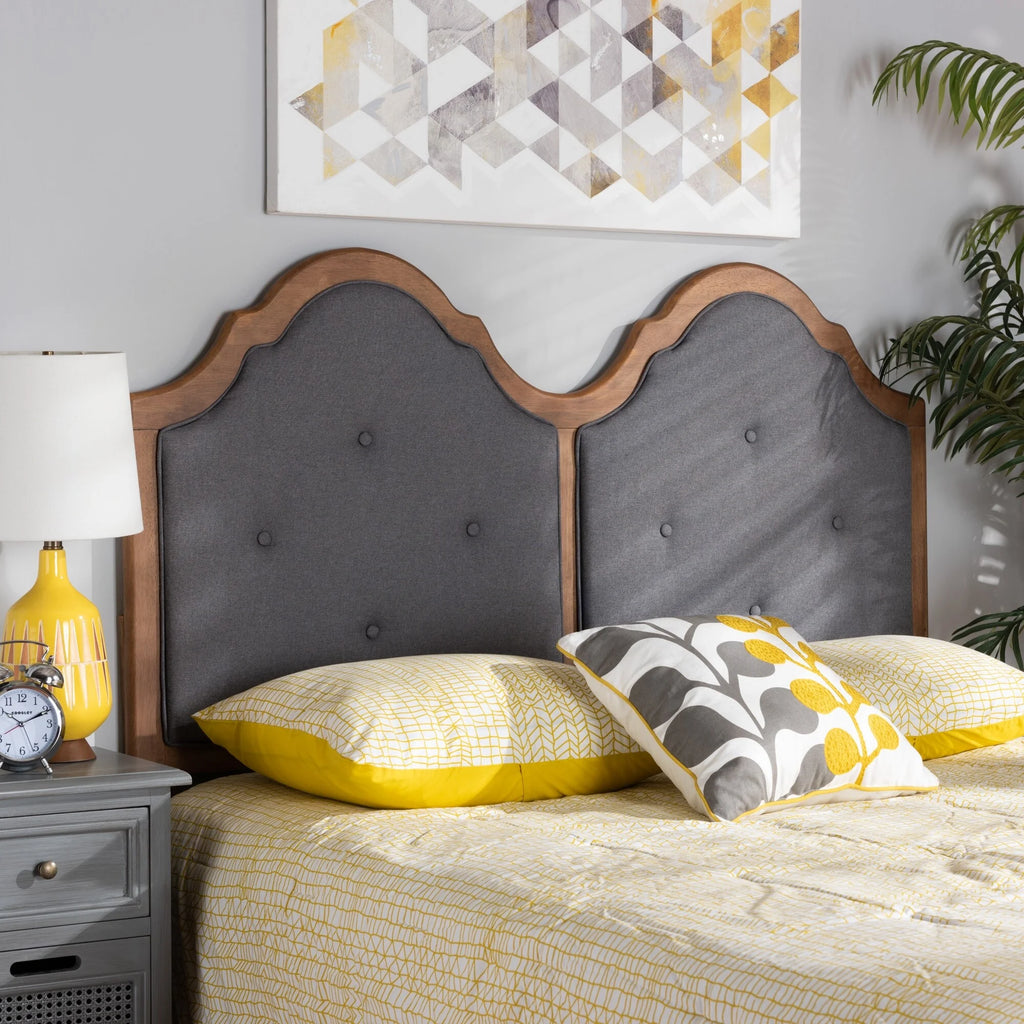 Grey Fabric and Wood Arched Headboard Y50729