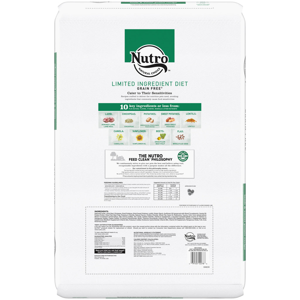 Limited Ingredient Diet Adult Dry Dog Food, Lamb & Sweet Potato, 22 Lb. Bag M8723