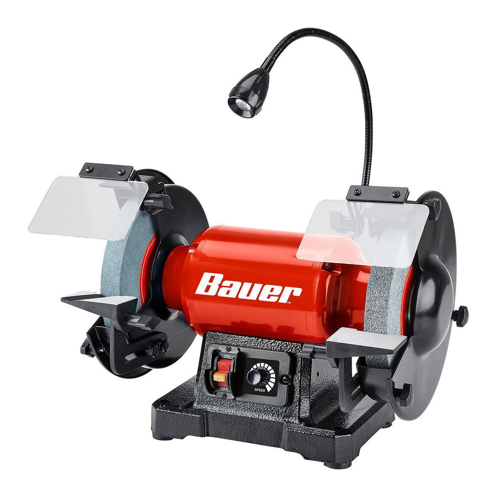 8 in. Variable-Speed Bench Grinder with LED Work Light E262