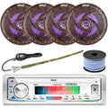 Single DIN Marine Stereo Receiver with 2 Pairs 6.5'' Waterproof LED Speakers X17490