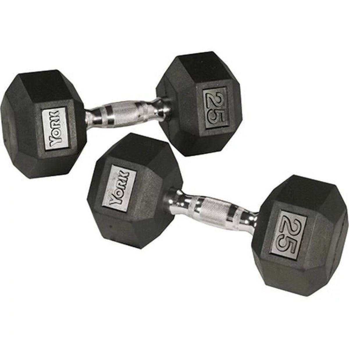 65 lbs Rubber Hex Dumbbell with Chrome Ergo Handle D21541