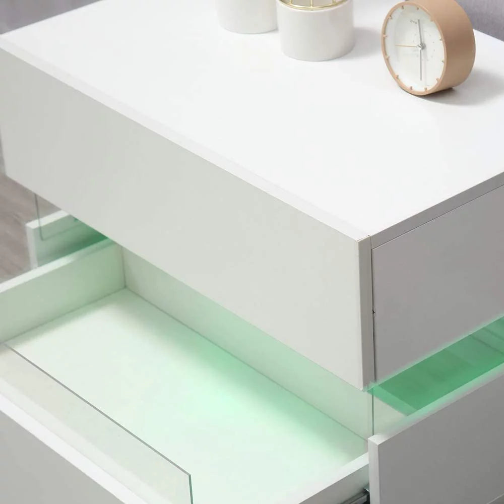 White High Gloss 2 Drawer Nightstand F62745