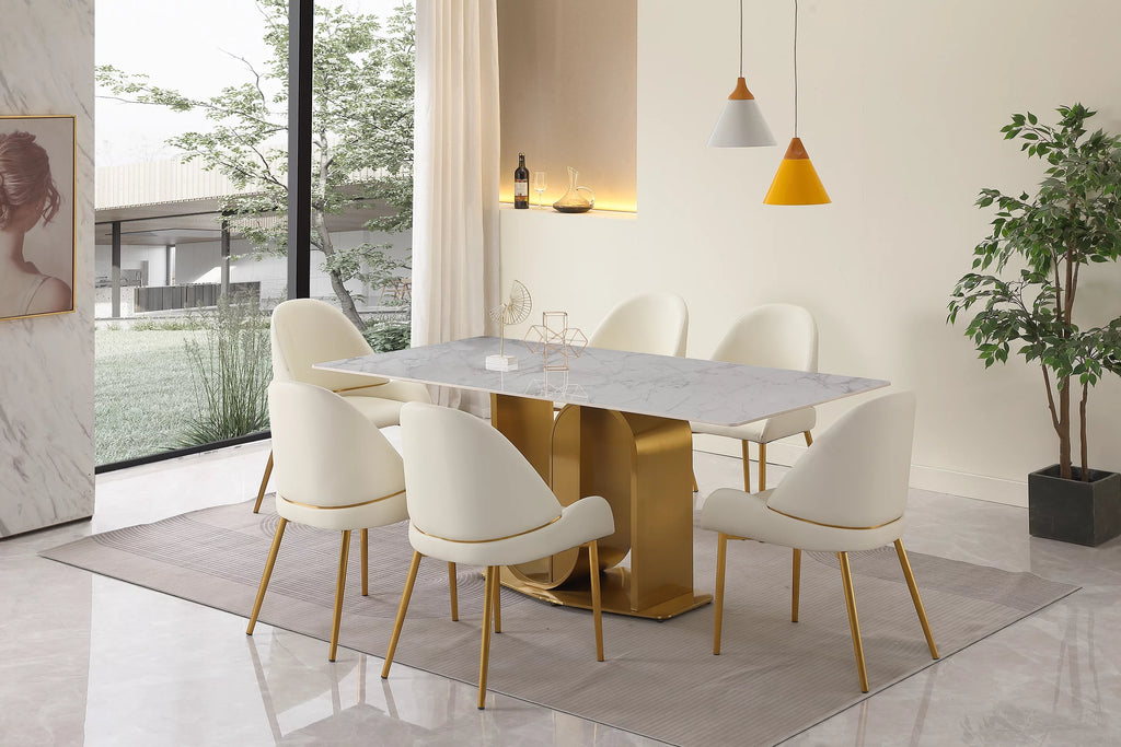 71" Gold Dining Table with Sintered Stone Top P899788