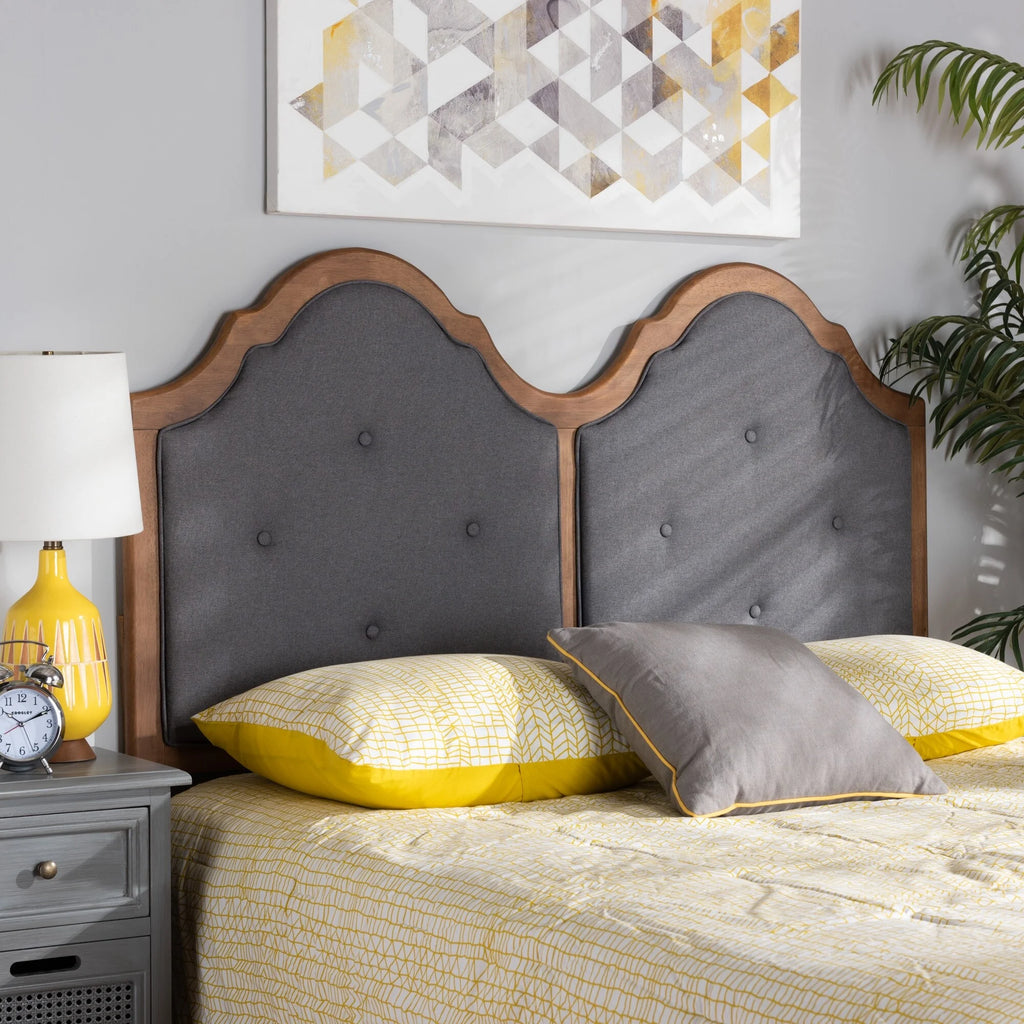 Grey Fabric and Wood Arched Headboard Y50729
