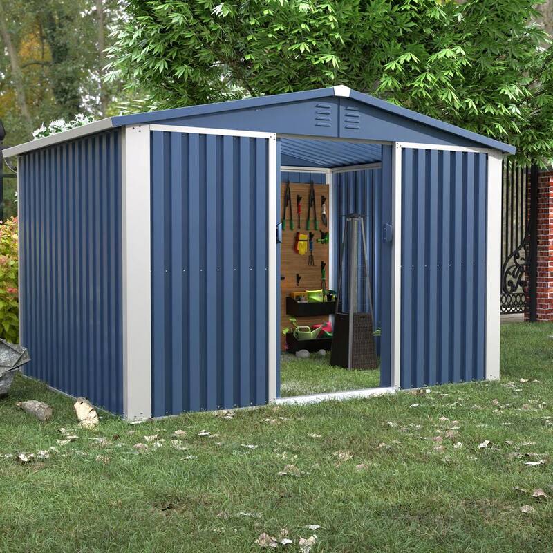 Blue Metal Outdoor Storage Shed with Air Vents N328