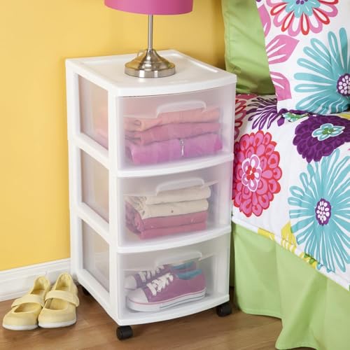 Plastic Storage Drawer Cart with 3 Drawers, White T247