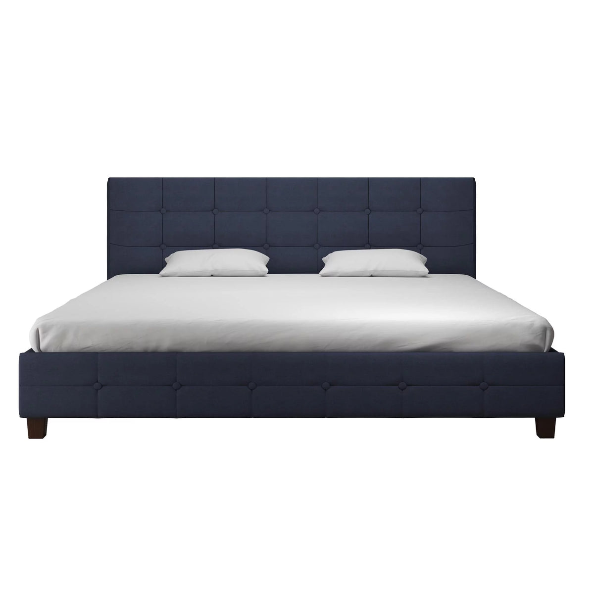 Black Linen King Upholstered Platform Bed Frame K37077