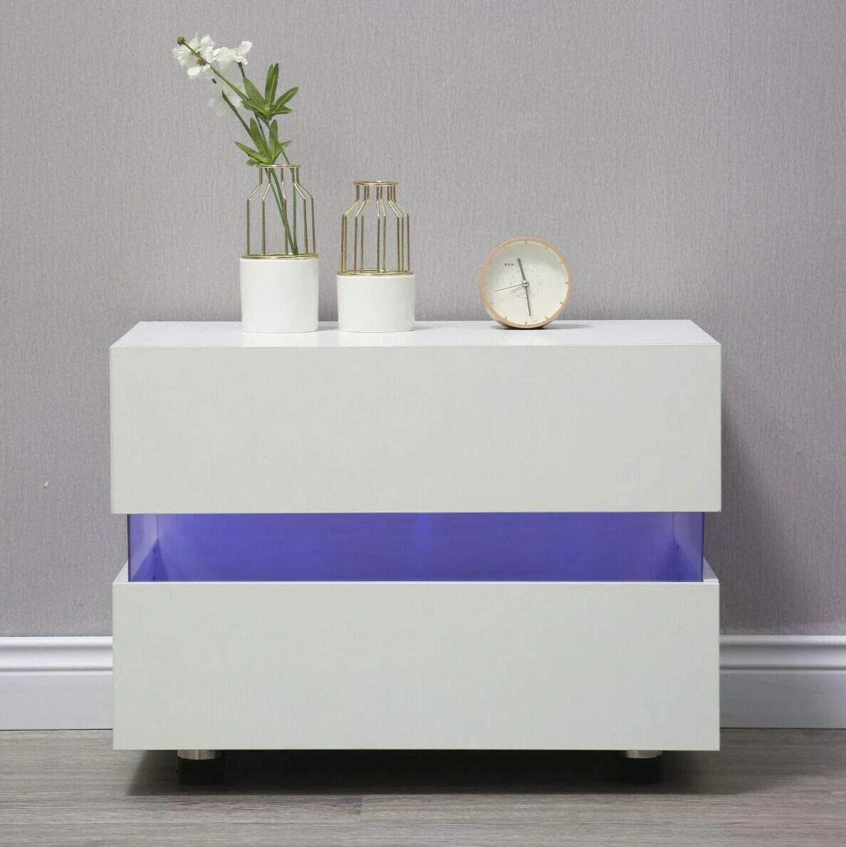 White High Gloss 2 Drawer Nightstand F62745