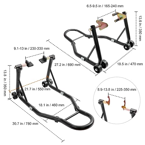 850lbs Motorcycle Stand Lift Front Rear Combo Black B41259