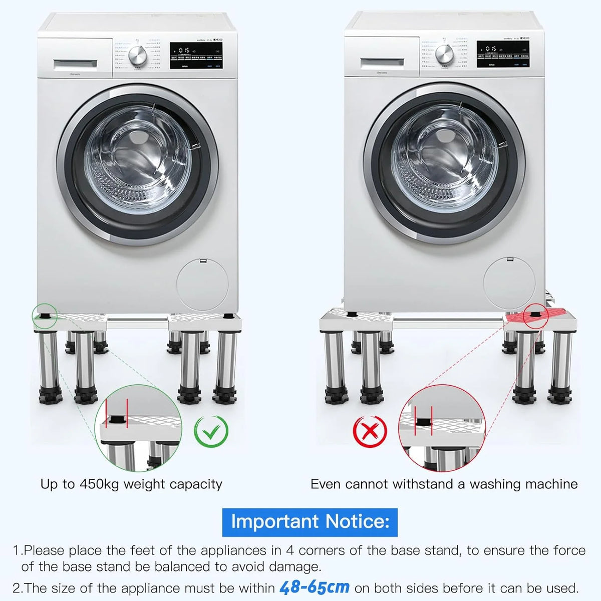 Heavy Duty 8 Stainless Steel Feet Dual Tube Stand F611