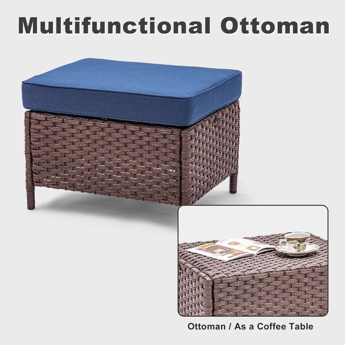7 Pieces Rattan Patio Sofa Set with Cushions P890