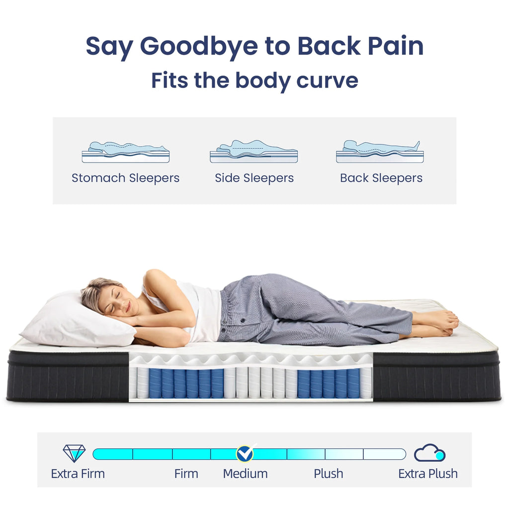 Queen 10 Inch Memory Foam Pocket Spring Mattress Z1290