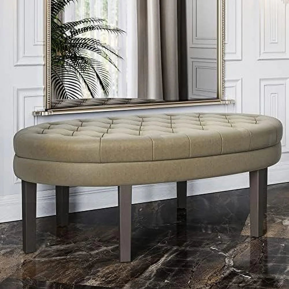 Light Brown Upholstered Ottoman Bench I46683