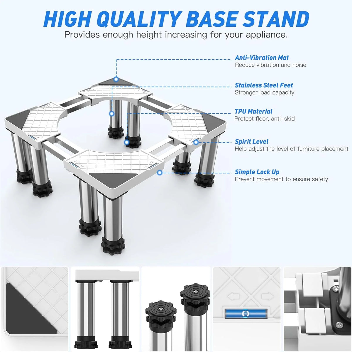 Heavy Duty 8 Stainless Steel Feet Dual Tube Stand F611